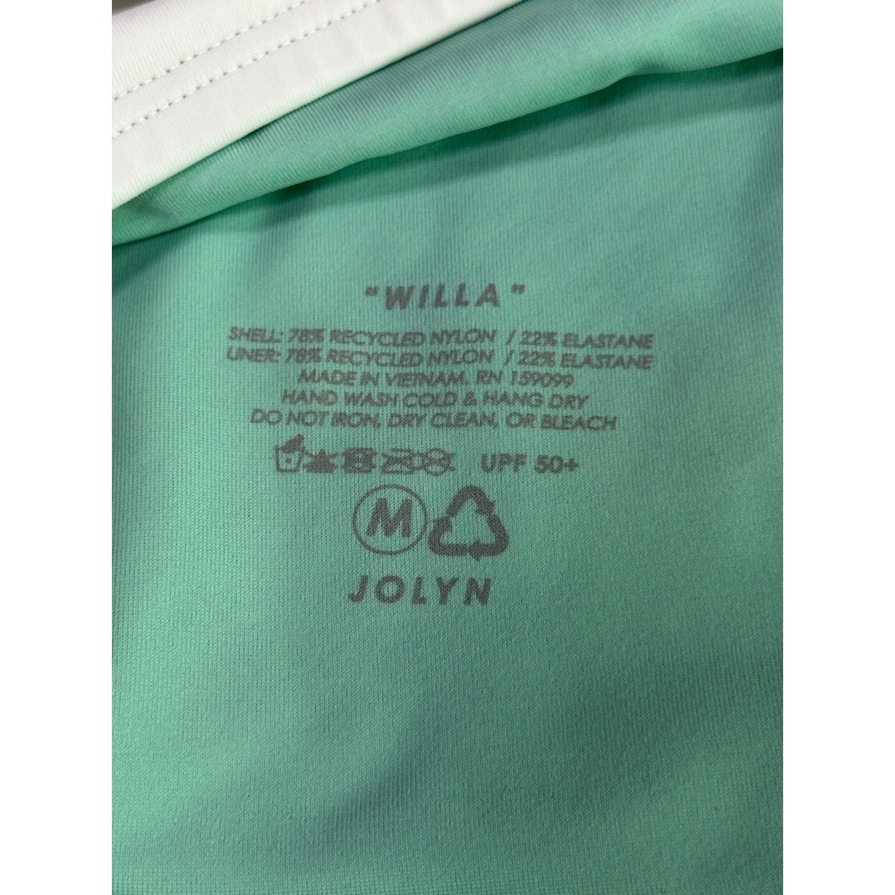 Jolyn Willa One Shoulder Bikini Top White Green Athletic Swimwear Size M UPF 50+ - Picture 5 of 5